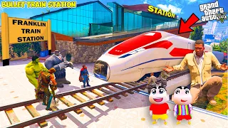 Franklin & Shinchan Made A Bullet Train Station In Front Of Franklin's House | GTA 5 AVENGERS