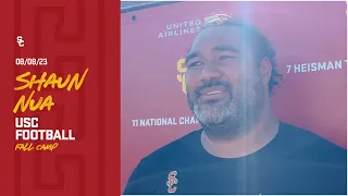 USC DL coach Shaun Nua l Fall Camp Practice No. 10