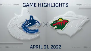NHL Highlights | Wild vs. Canucks - Apr. 21, 2022