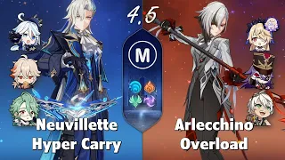 Neuvillette C3 Hyper Carry & Arlecchino C1 Overload - Abyss 4.5 Genshin Impact - Floor 12 9 stars