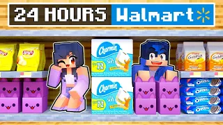 24 Hours OVERNIGHT at Minecraft WALMART!