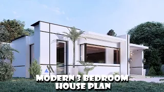 Hidden Roof House Plan / Modern 3 bedroom bungalow/ Simple house design with interior design
