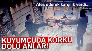 Ankara'da Kuyumcunun Silahlı Soyguncuyu Püskürtme Anı Kamerada