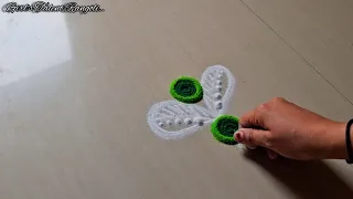 Relaxing satisfying freehand Rangoli design❤️🧡सणाला काढा कर्वी सुंदर रांगोळी🧡❤️