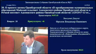 23 заседание Законодательного Собрания Оренбургской области 5 созыва