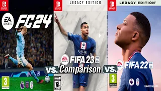 EA FC 24 Vs FIFA 23 VS FIFA 22 Nintendo Switch - Comparison