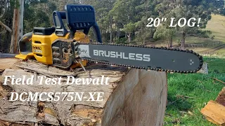 Field Test Dewalt DCMCS575N-XE 54v Flexvolt Electric Battery Chainsaw on OLD DRY! 20" Stringy Bark