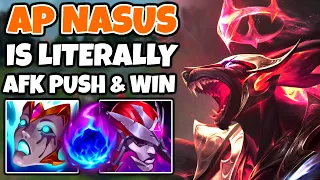 AP NASUS MID wins by ONLY PUSHING (HUGE DAMAGE on E) | Off-Meta Climb | 13.15
