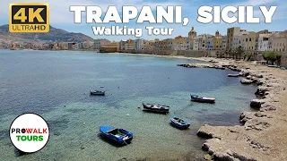 Trapani, Sicily Walking Tour 4K - with CAPTIONS