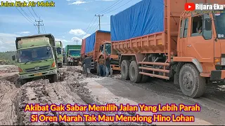 Akibat Gak Sabar Memilih Jalan Yang Lebih Parah, Si Oren Marah Tak Mau Narik Hino Lohan