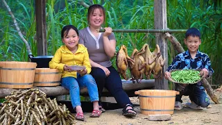 Process of smoked duck processing, Harvesting cove beans, Cutting cassava stalks for planting