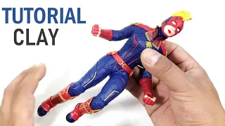 How to make  CAPTAIN MARVEL with plasticine or clay in steps - My Clay World