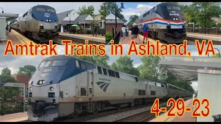 Amtrak Trains in Ashland, VA 4-29-23 ft. Amtrak 145 and a Private Car