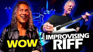 KIRK HAMMETT REACTION TO JAMES HETFIELD IMPROVISING RIFF #METALLICA