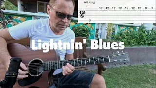 Beautiful Acoustic Blues in the style of Lightnin' Hopkins with TAB