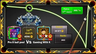 Top 100 Player 💪 Rank 43 Points 28k 990 Cash 💵 Crucibles Hall Championship Ring 8 ball pool