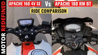 Finally 2023 Apache 160 4V SE Vs TVS Apache 180 RM BT Ride Comparison | Motor Redefined.