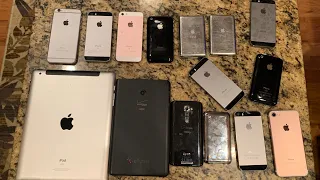 HUGE lot of 15 IPHONES, IPADS, IPODS for $50!! Galaxy A10e included for FREE! eBay unboxing!