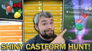 SHINY RAINY CASTFORM HUNT! WEATHER WEEK RESEARCH COMPLETE! (Pokemon GO)