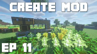 Minecraft Create Mod Tutorial - Mechanical Saw Tree Farm Ep 11