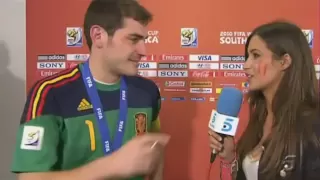 Spain Football Captain Casillas kiss a reporter