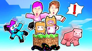 We Can Play With PIBBY In ONE BLOCK MINECRAFT?! (LANKYBOX MINECRAFT!)