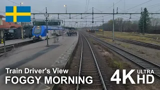 4K CABVIEW: Foggy morning (Stockholm to Falun)