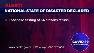 COVID-19: National State of Disaster Declared