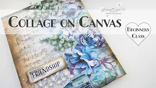 Collage On Canvas Mixed Media Decoupage Tutorial ♥ Maremi's Small Art ♥