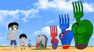 Evolution of Hulk,Spiderman,Superman holding a fork from the Infection of Zombies:Back from the Dead