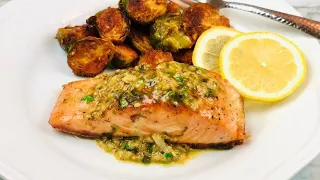 Salmon With Lemon Butter Sauce In 10 Minutes In One Pan | Crispy Pan-Seared Salmon