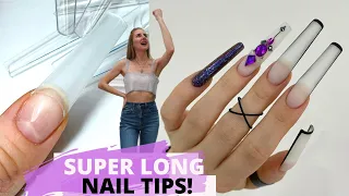 Testing SUPER LONG Nail Tips 😍 DIY Long Extensions With Nail Tips & Gel, BEAUTIFUL Result