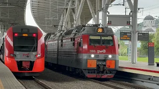 Прибытие электровоза 2ЭС4К-066 с поездом №43 Москва — Имеретинский курорт (Олимпийский парк)