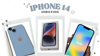 🍎 iphone 14 unboxing 𝗯𝗹𝘂𝗲 (128GB) + shein accessories || chill, relaxing vlog