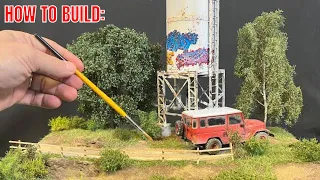 Hill top water tank diorama , step by step how to build it.