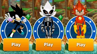 Sonic Dash - Dark Sonic vs Skeleton Sonic vs Sonic Flash Mods - All 60 Characters unlocked Gameplay