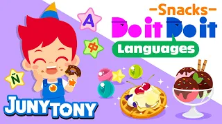 Do it Do it Languages - Snacks🍪 | Word Song | Learn English, Spanish, Chinese | Vocab. | JunyTony
