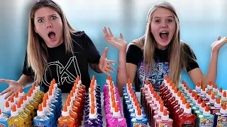 100 Bottles of Glue Slime Challenge || Taylor & Vanessa