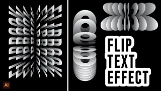 Flip Text Effect in Adobe Illustrator | Blending, Reflect & Gradient tools |  Illustrator Tutorial |