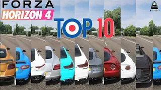 Forza Horizon 4 Top 10 Fastest || GT Cars Top Speed Battle || All Stock || 4K 60FPS