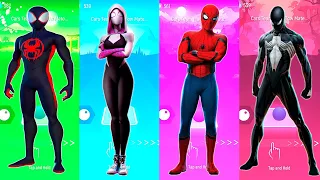 Miles Morales vs SpiderGwen vs SpiderMan vs Spiderman Symbiote, Best Tiles Hop