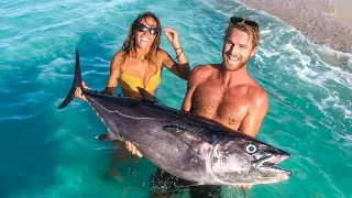 DAY 83: SHARKS ATTACK MY DREAM FISH! Spearfishing for Dogtooth Tuna (Ep: 27)