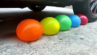 Experiment Chocolate colorful bars vs car vs water balloons crushing video