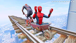 GTA 5 - Spiderman BMX Parkour Jumps Vol.27 (Euphoria Ragdolls)