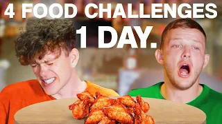 Attempting the 4 HARDEST EATING CHALLENGES in a row