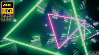 5 Hours 4K Neon Triangle Tunnel to Infinity I Satisfying Screensaver for Meditation I Relaxing Music