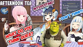 Calli, Gura, and Kronii having a high level discussions about Shrek
