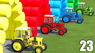 TRANSPORTING & MAKING GARAGE WITH SILAGE MINI TRACTORS & COLORED TRAILER ! Farming Simulator 22 #23