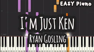 Ryan Gosling - I'm Just Ken | Barbie (Easy Piano, Piano Tutorial) Sheet