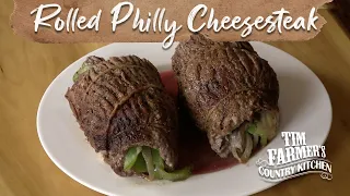 ROLLED Philly cheesesteak | Cowboy Cooking - Flank Steak Philly Cheesesteak